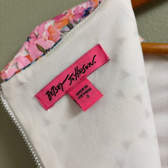 Betsey Johnson Womens Fit Flare Dress Size 2 Cut Out Watercolor Wedding Party - Picture 6 of 14